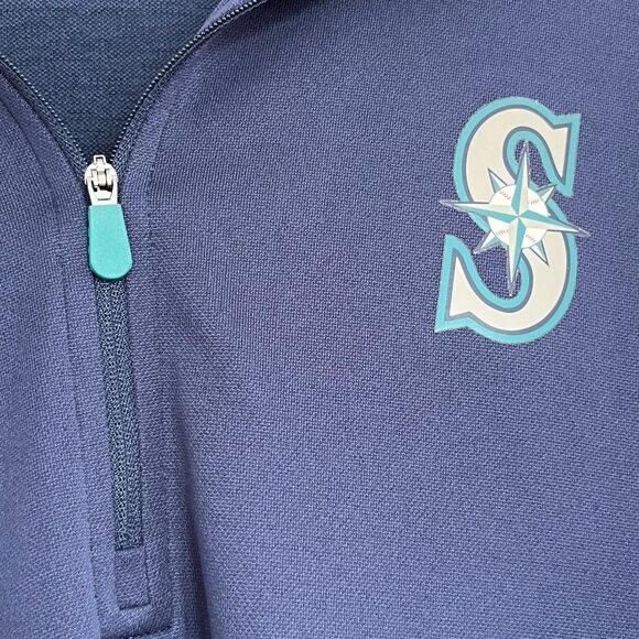 Seattle Mariners Majestic Cool Base Men's Quarter-Zip Pullover Size Medium M MLB - Picture 7 of 11